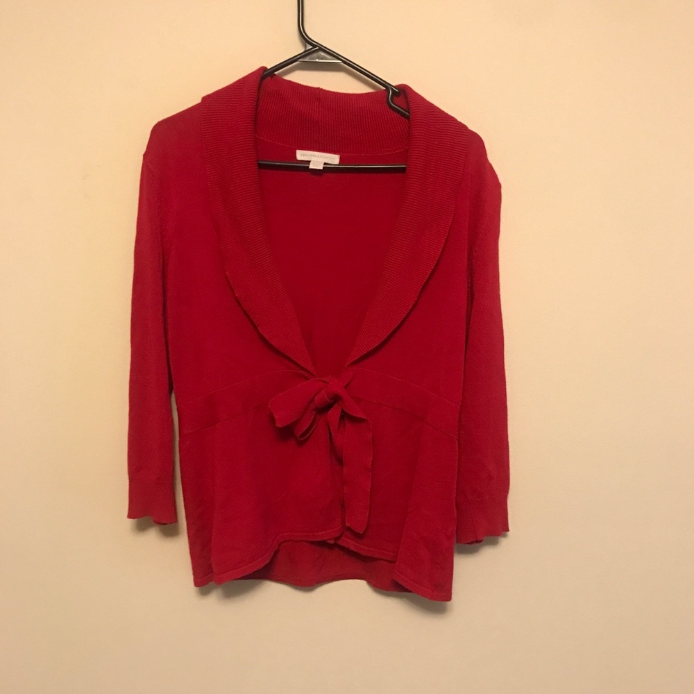 Red cardigan